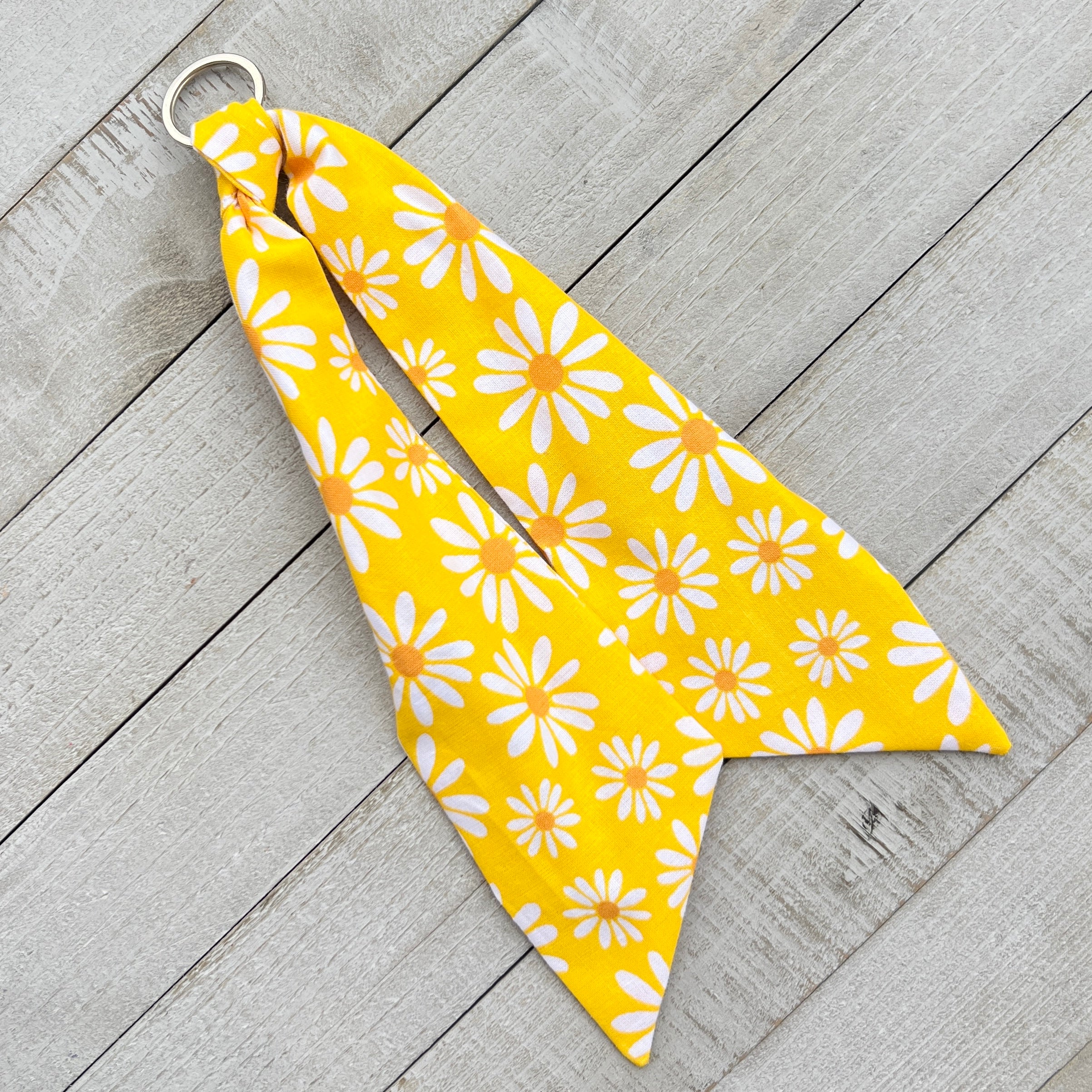 purse scarf key chain yellow daisy