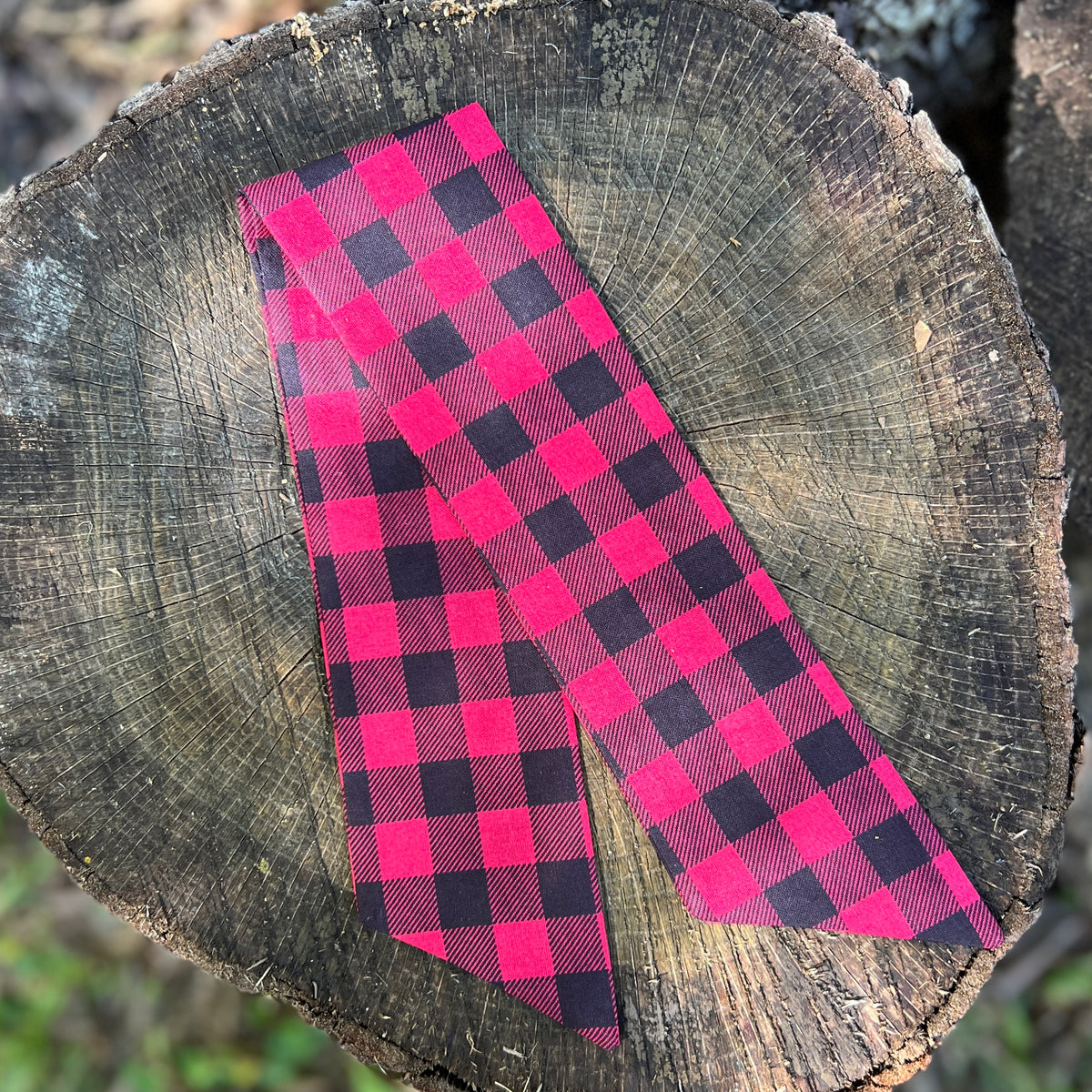 red and black plaid purse scarf