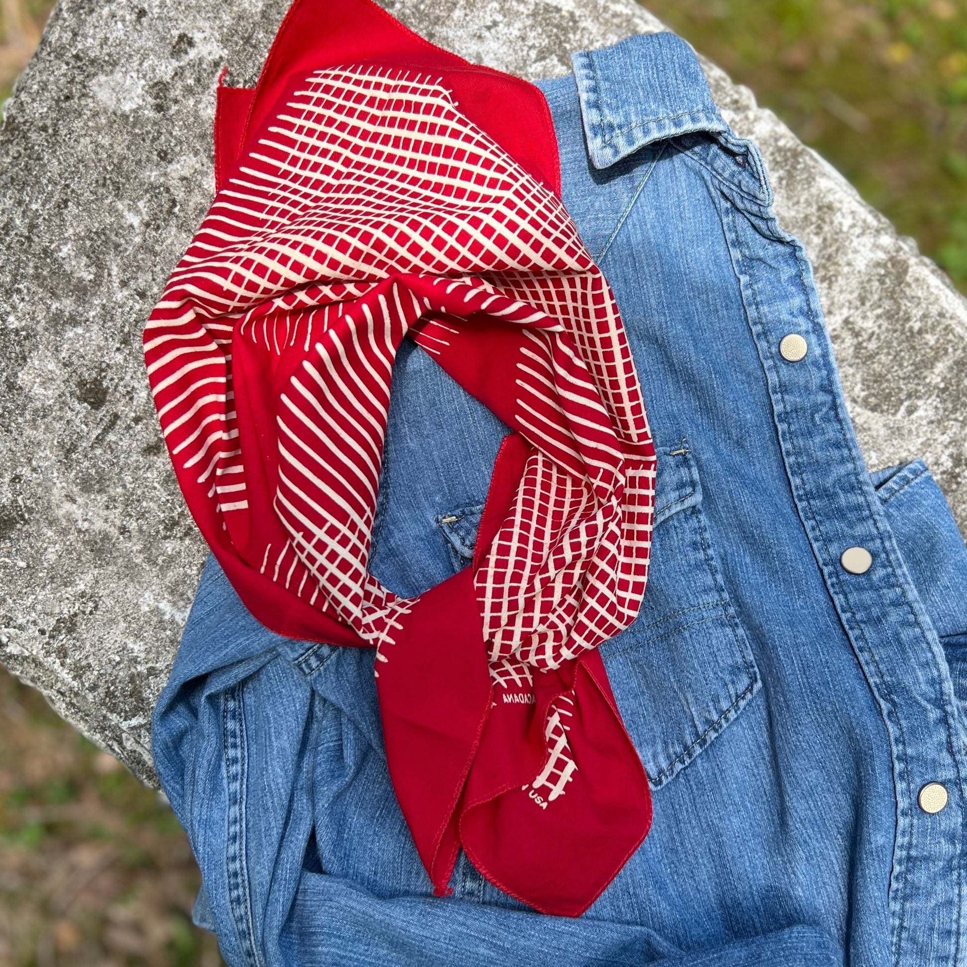 red and white cotton bandana scarf