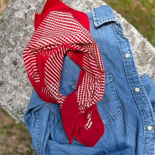 red and white cotton bandana scarf