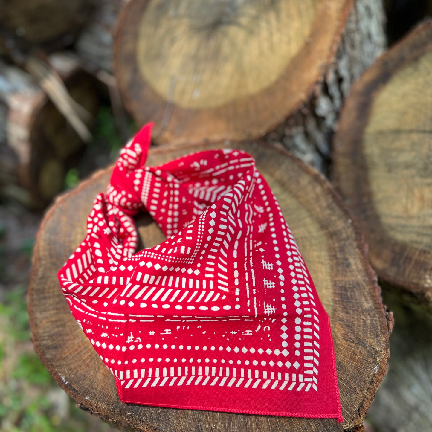 red and white dot pattern cotton bandana