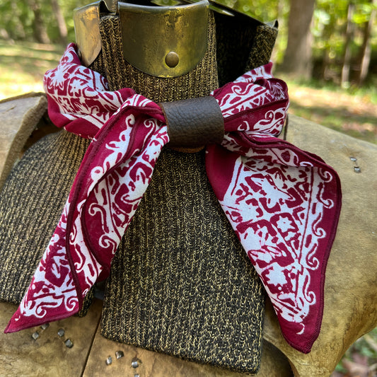red and white floral batik bandana