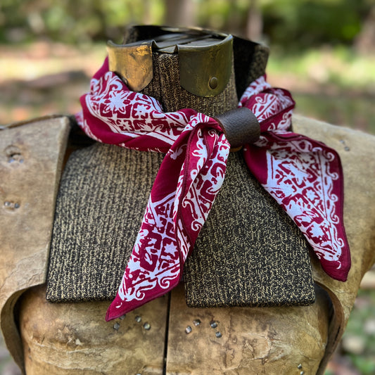red and white floral batik bandana