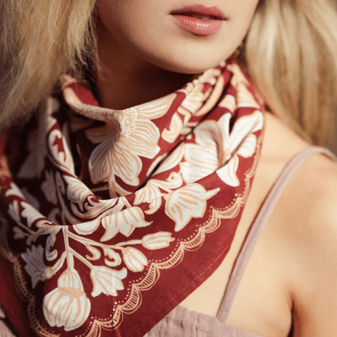 bandana cotton scarf in red floral