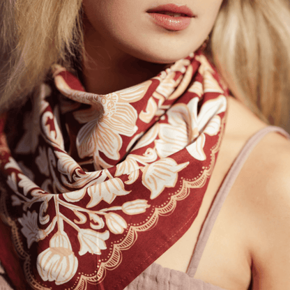 bandana cotton scarf in red floral
