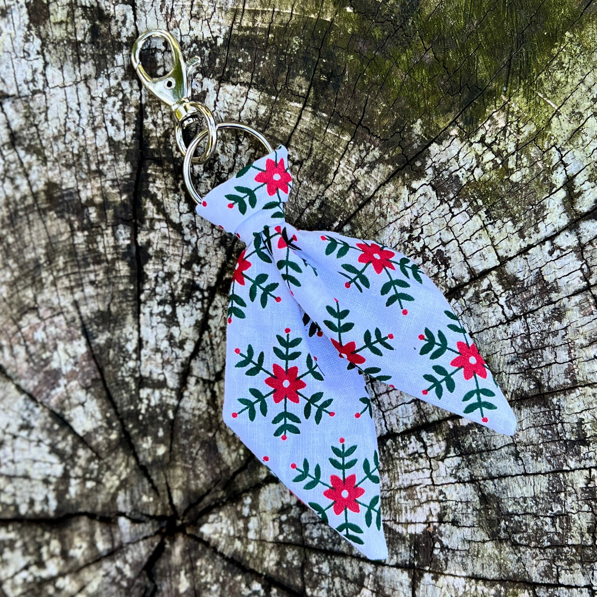 sweedish flower print mini scarf keychain