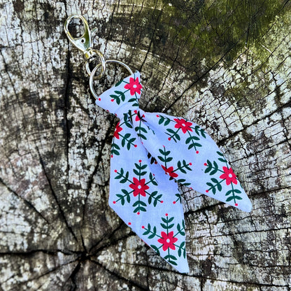 sweedish flower print mini scarf keychain