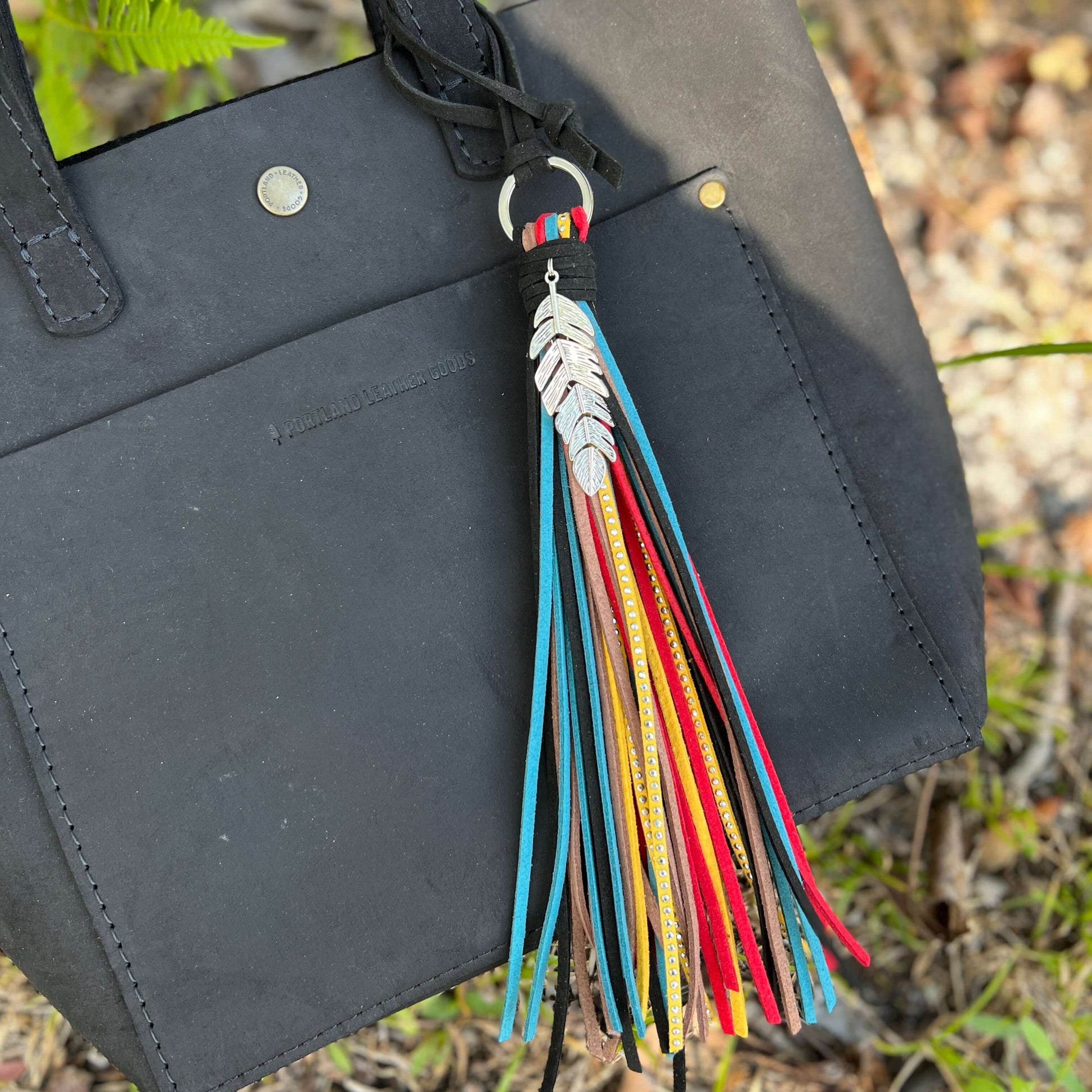 Tassel Purse Charm with Feather Charm