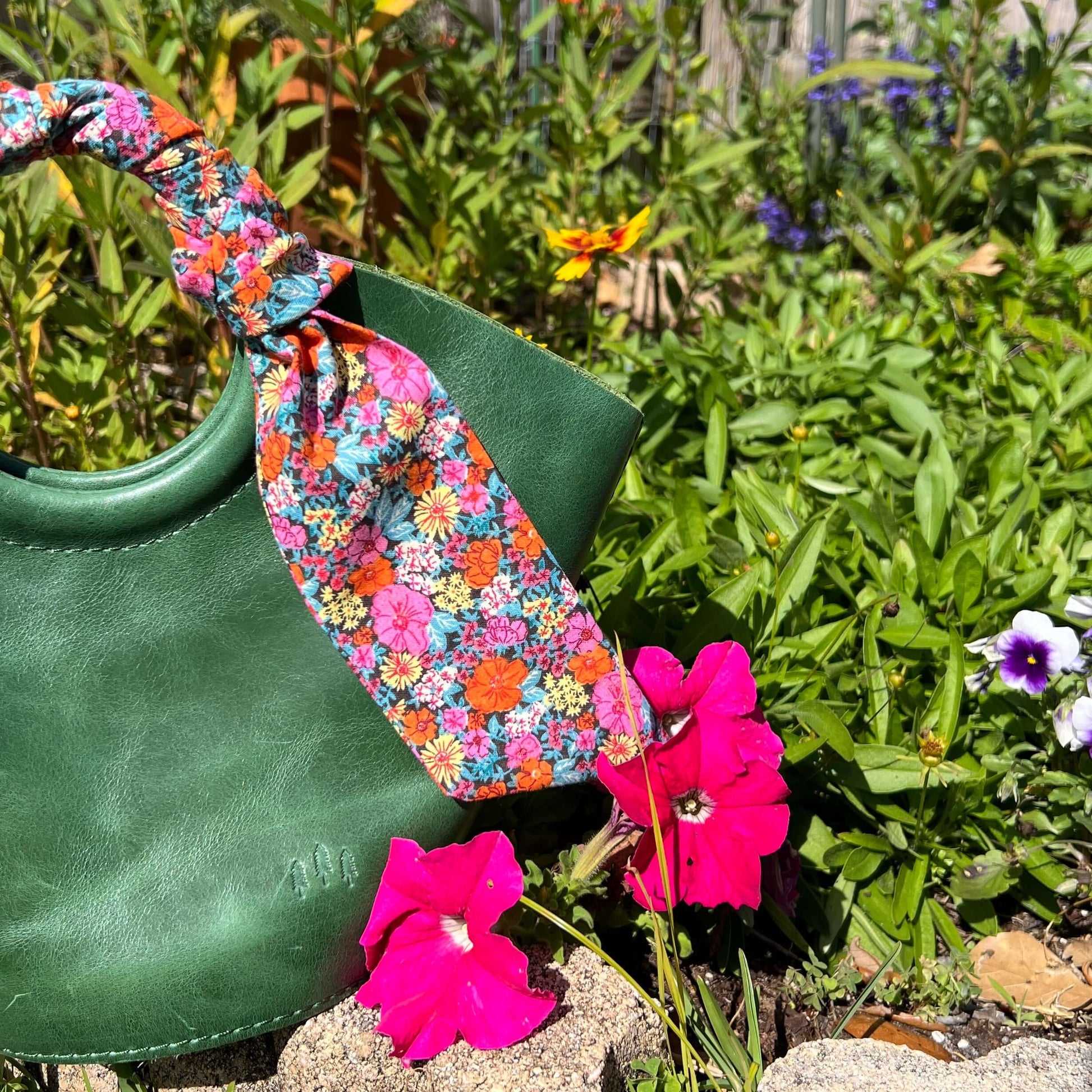 purse scarf in wildflower garden floral