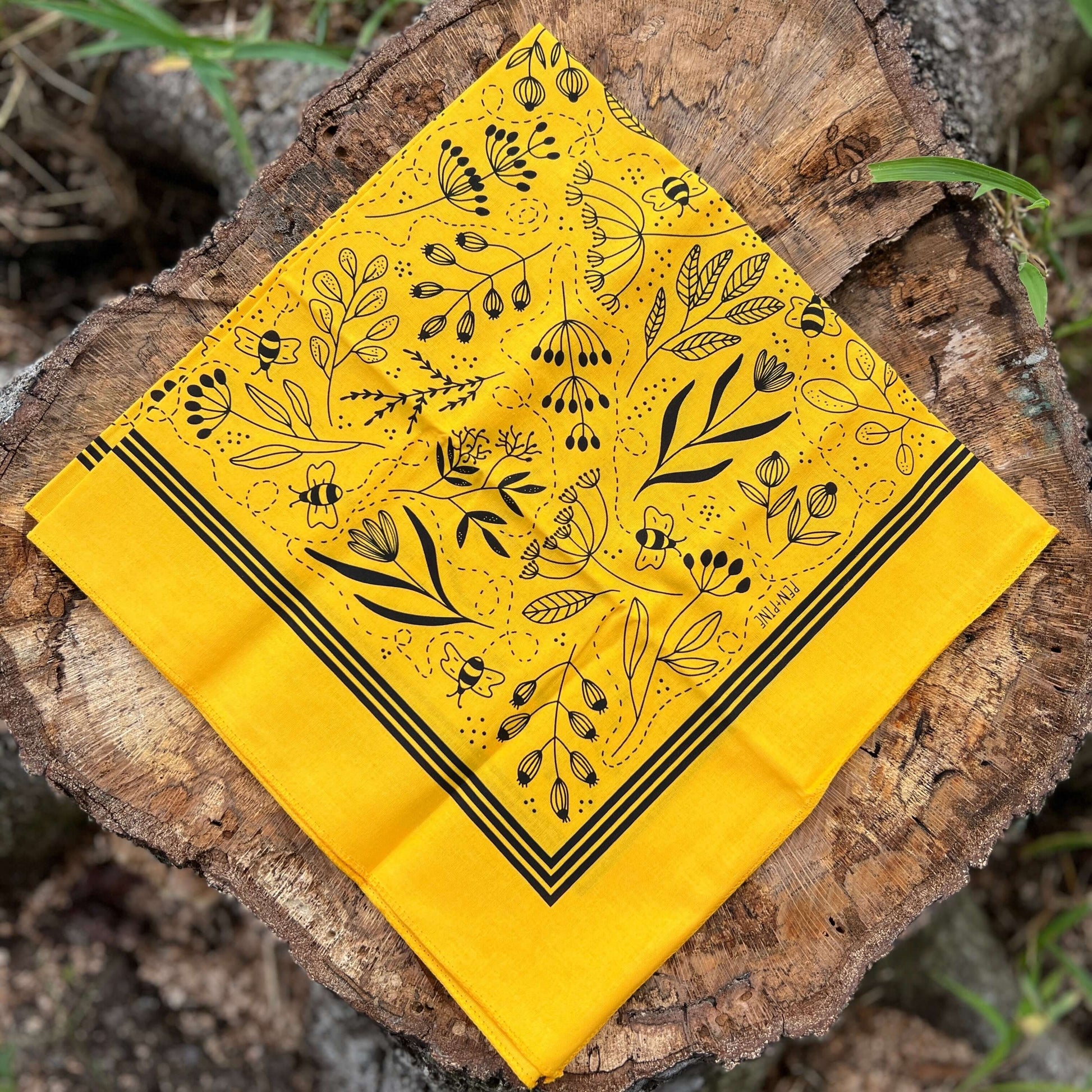 Bandana Square Scarf with Bee Print