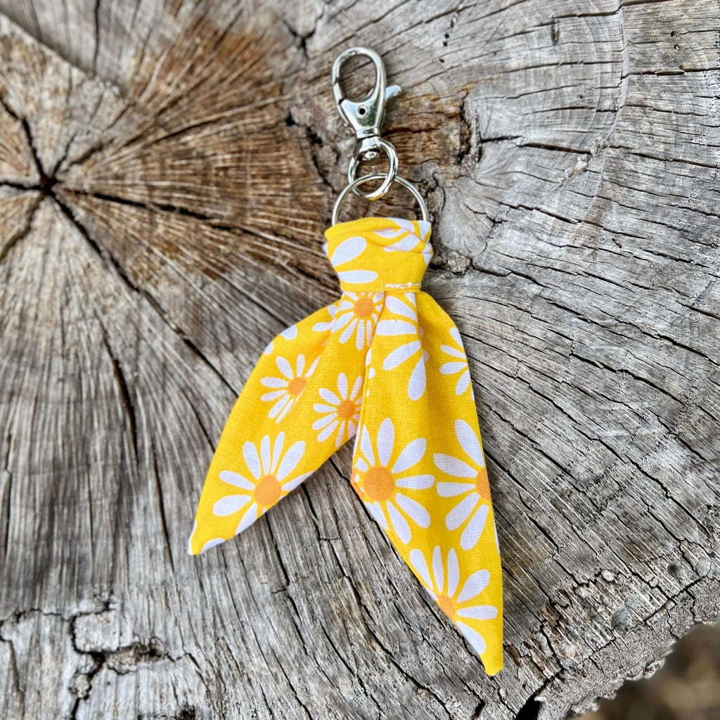 Purse Scarf Mini Key Chain - Yellow Daisy