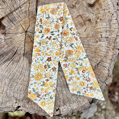 purse scarf in yellow floral