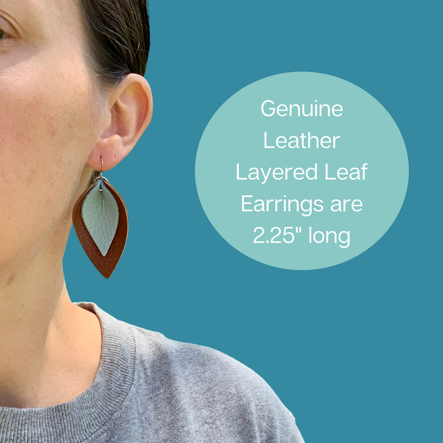 Layered Leather Leaf Earrings- Warm Brown on Black