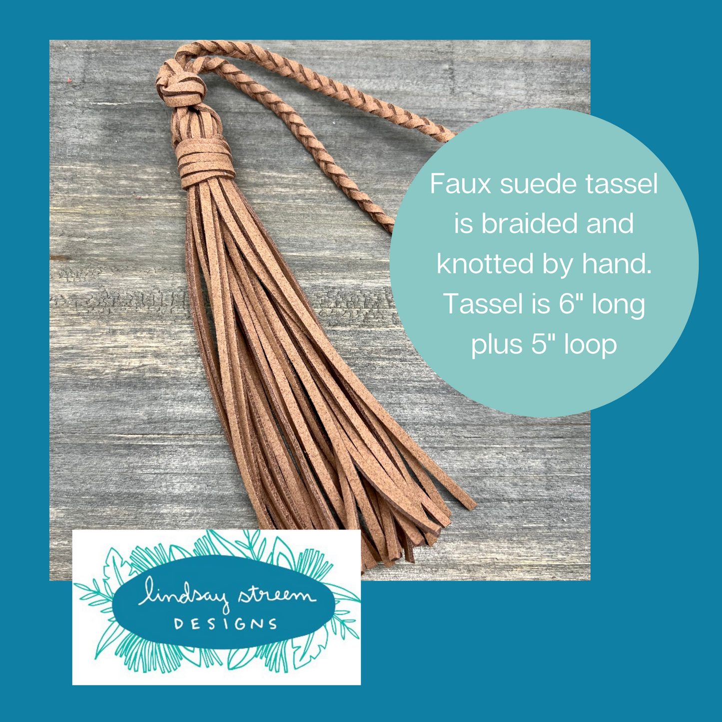 Bag Charm with Tassel for Purses & Totes Faux Suede Leather
