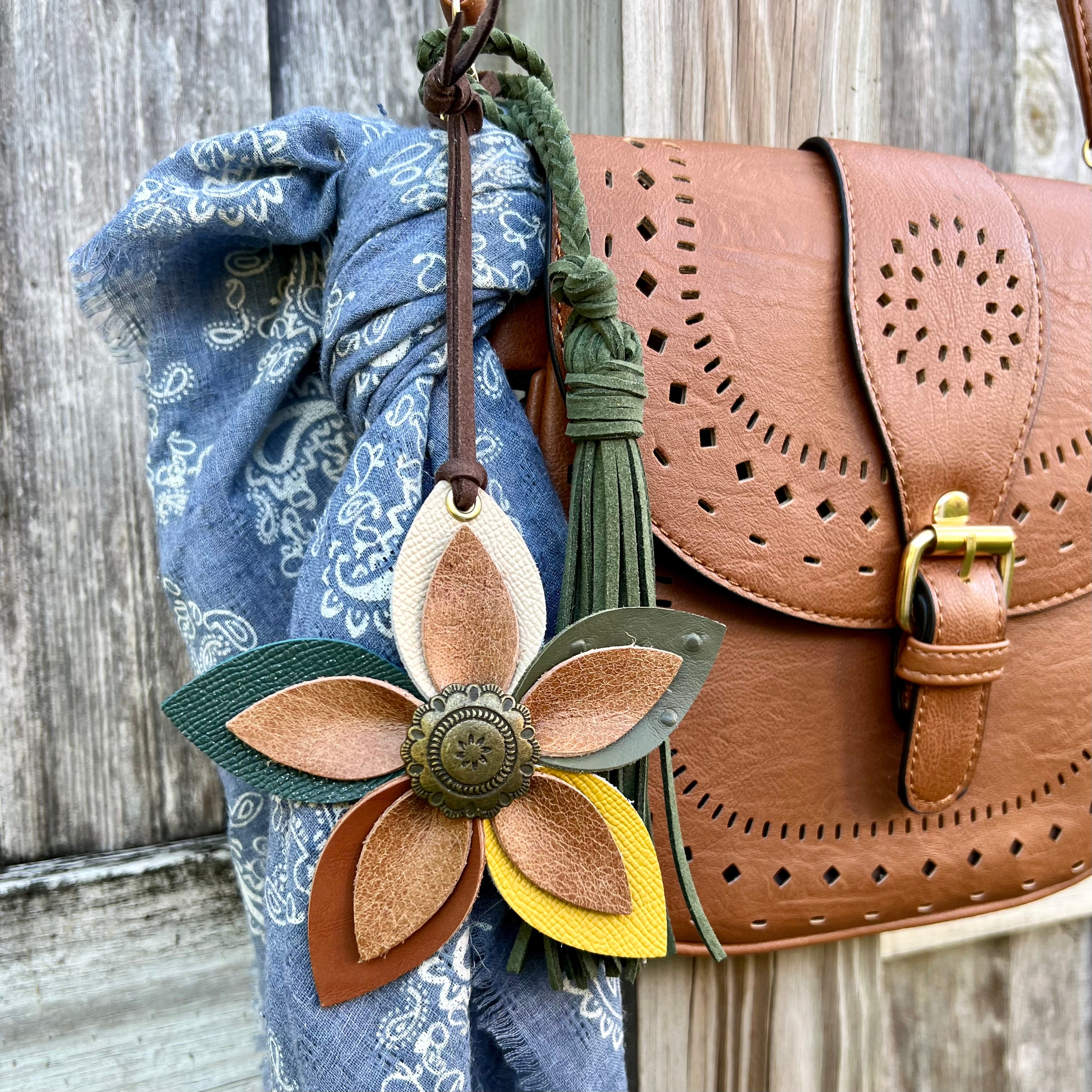 tassel keychain, druzy quartz angel wing, suede leather tassel purse charm  | july supply