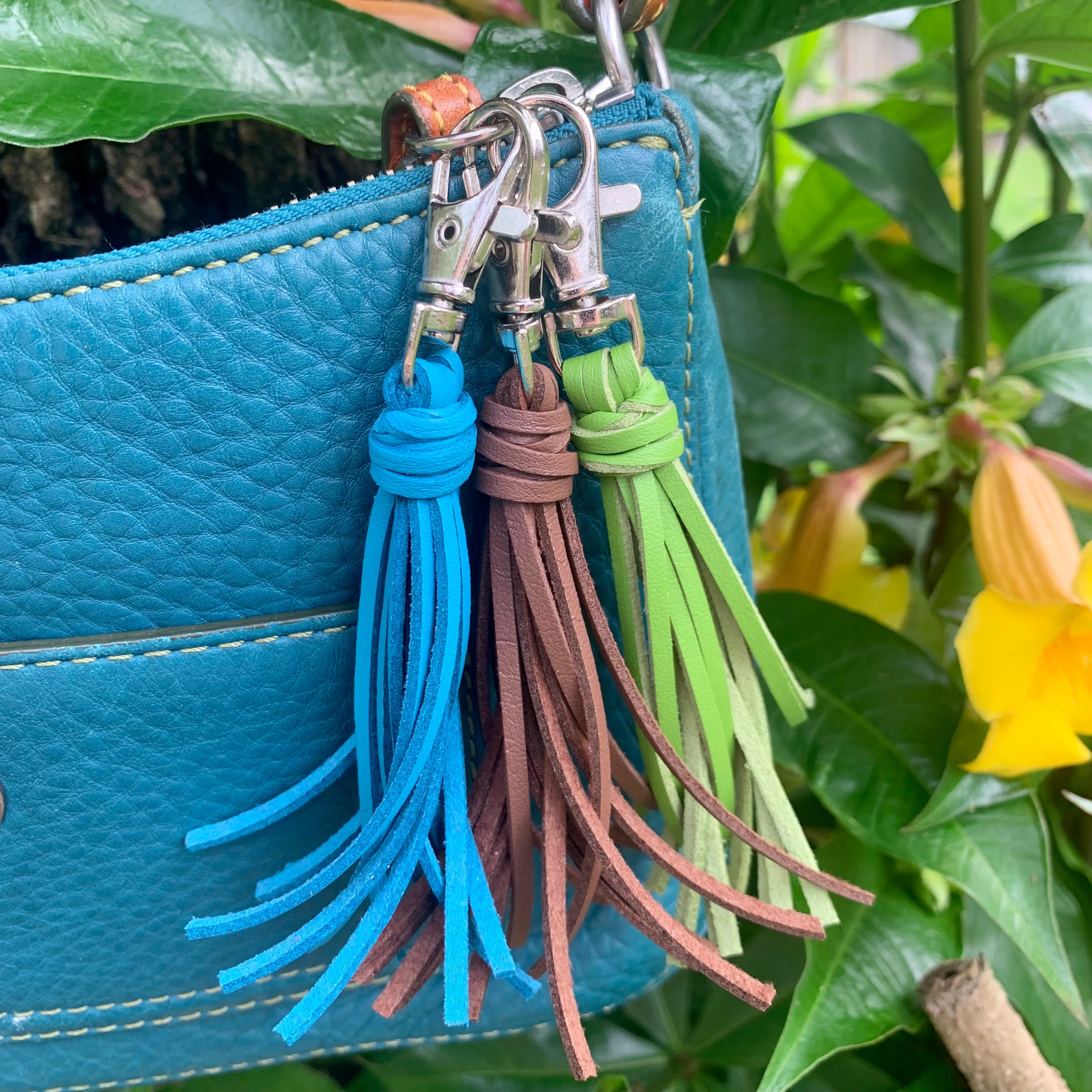 Mini Faux Leather Bag Charm - 3.5" Small Tassel on Clip