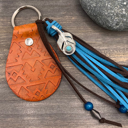 leather key chain with tassel