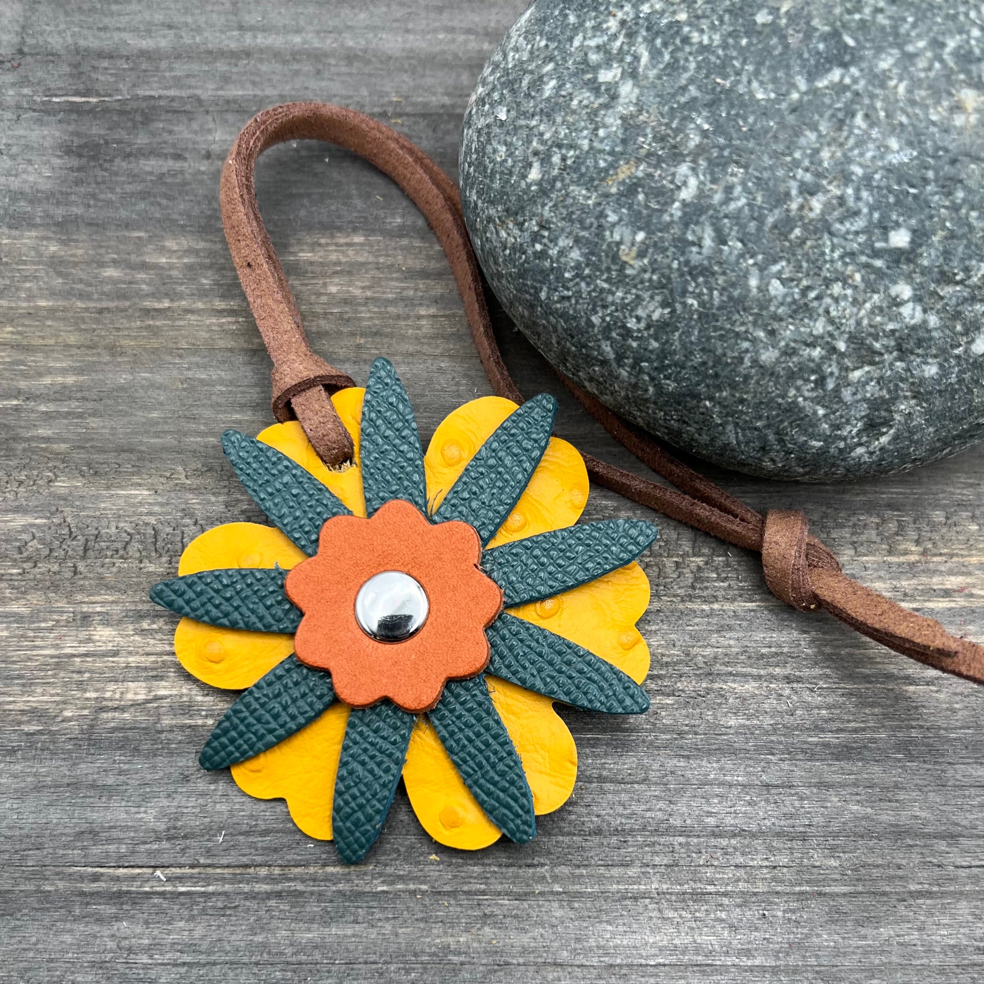 colorful leather flower purse charm