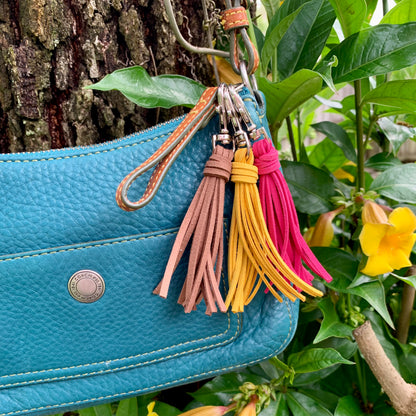 Mini Faux Suede Tassel Bag Charm with Clip