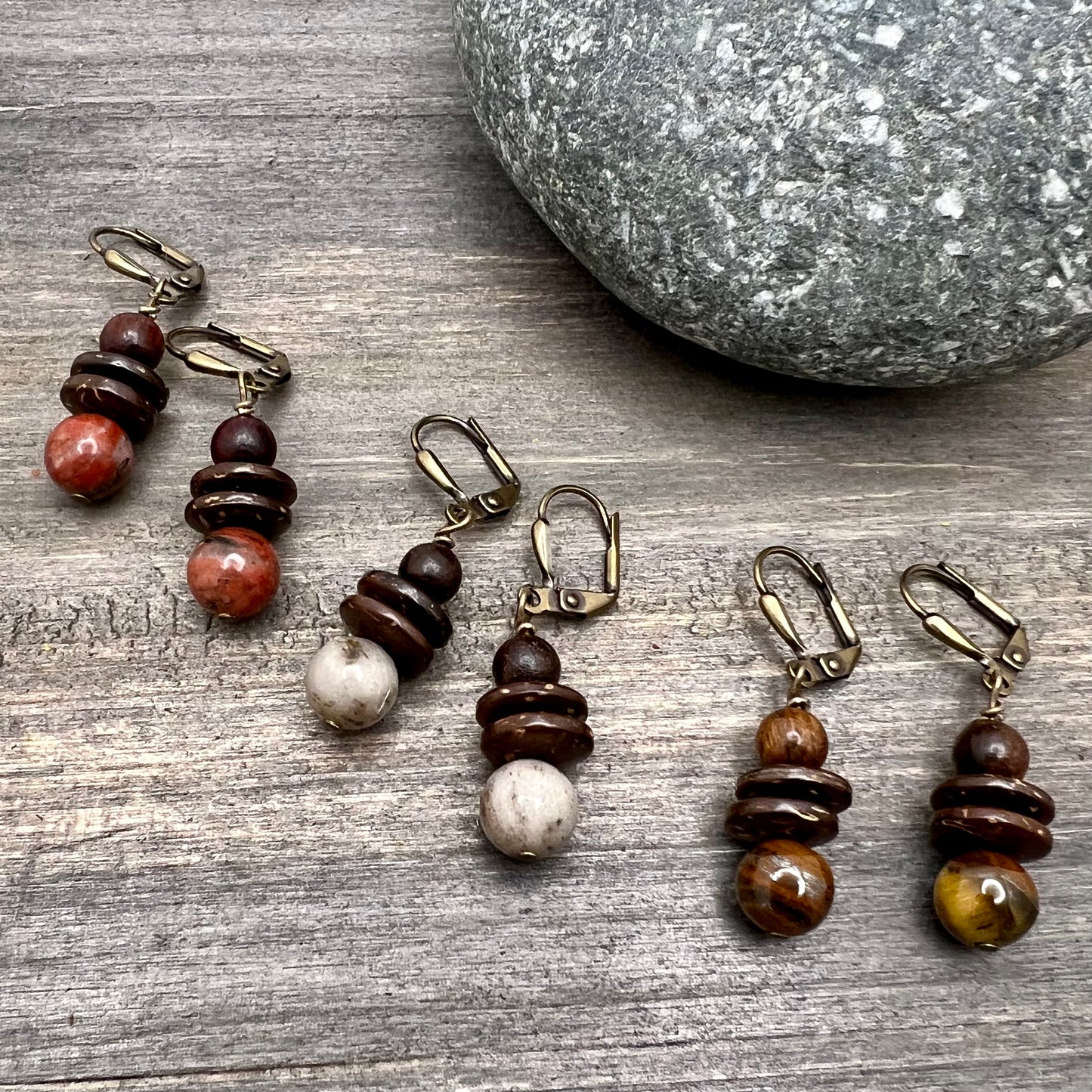 small natural stone dangle earrings