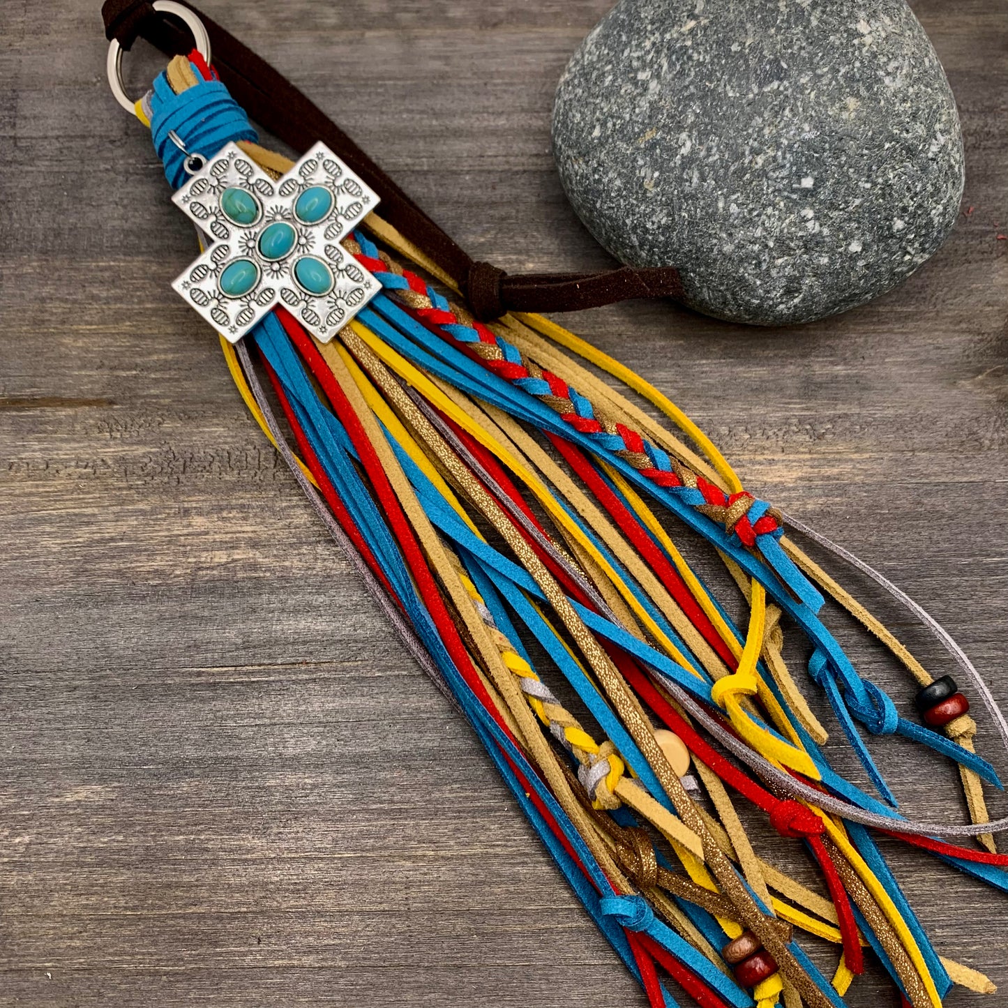 southwestern style long tassel purse charm